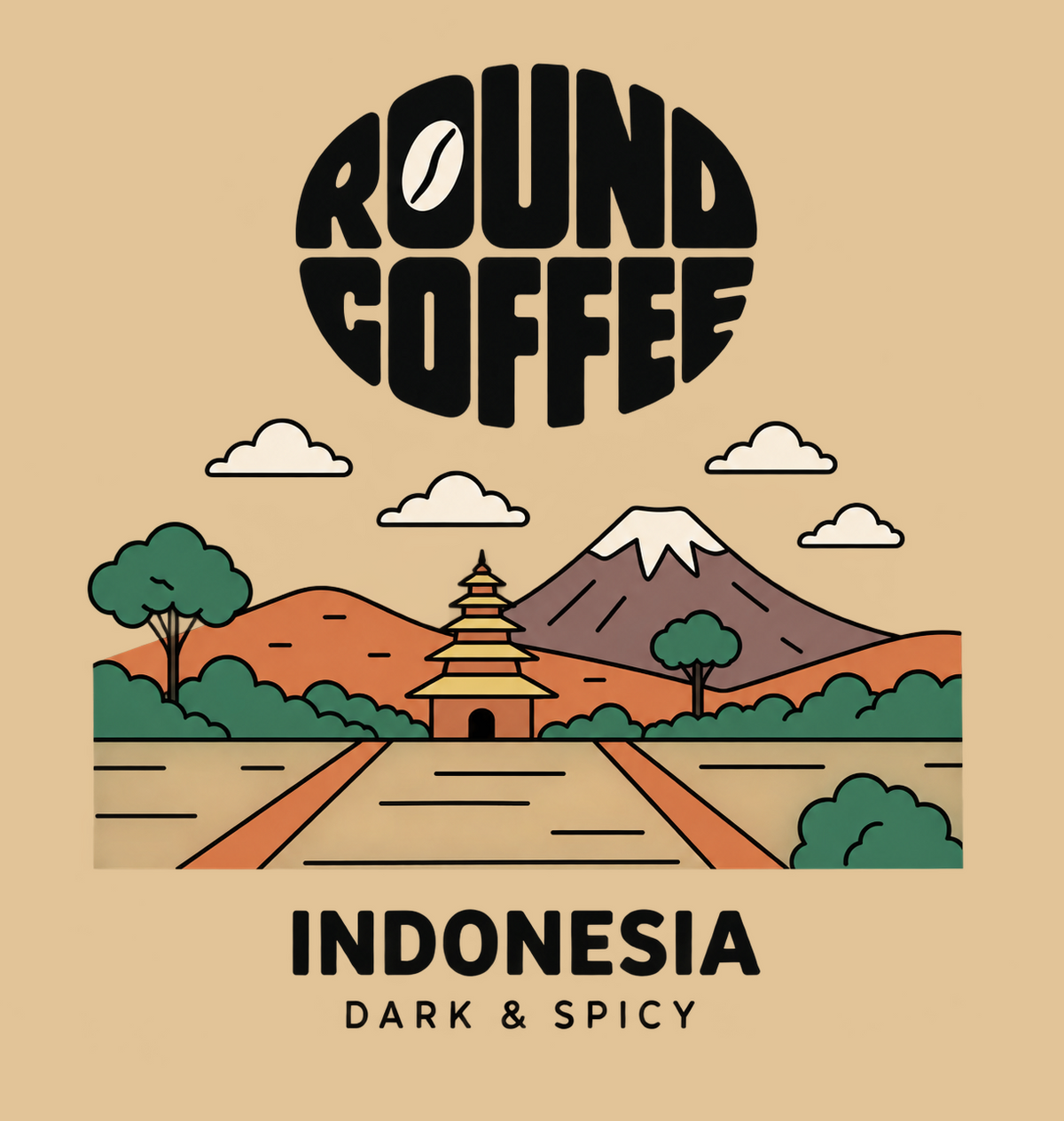 Indonesia Village Round Coffee artwork