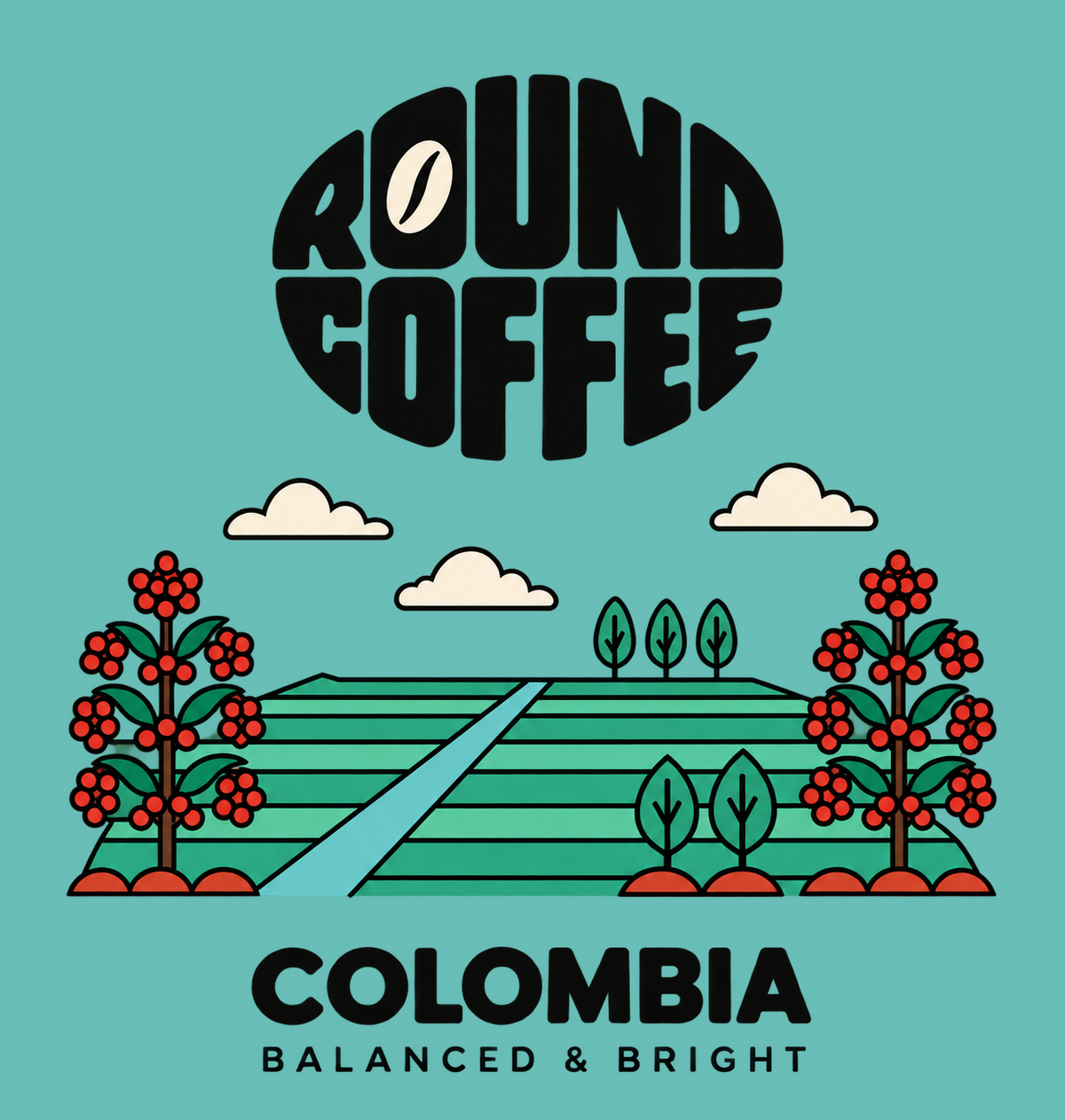 Colombia Fields Round Coffee artwork