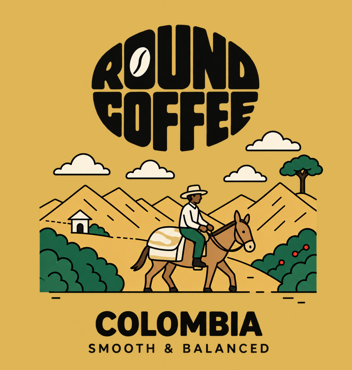 Colombia Mule Round Coffee artwork