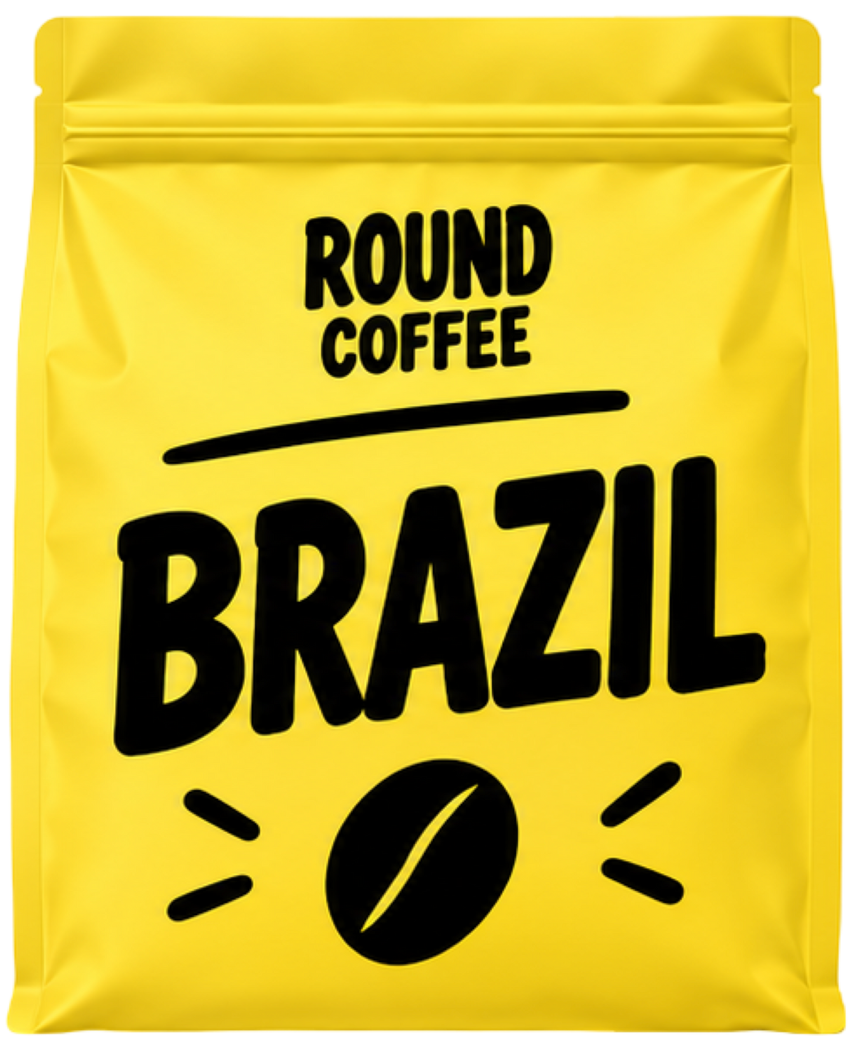 Round Coffee Brazil yellow coffee bag