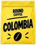 Round Coffee Colombia yellow coffee bag