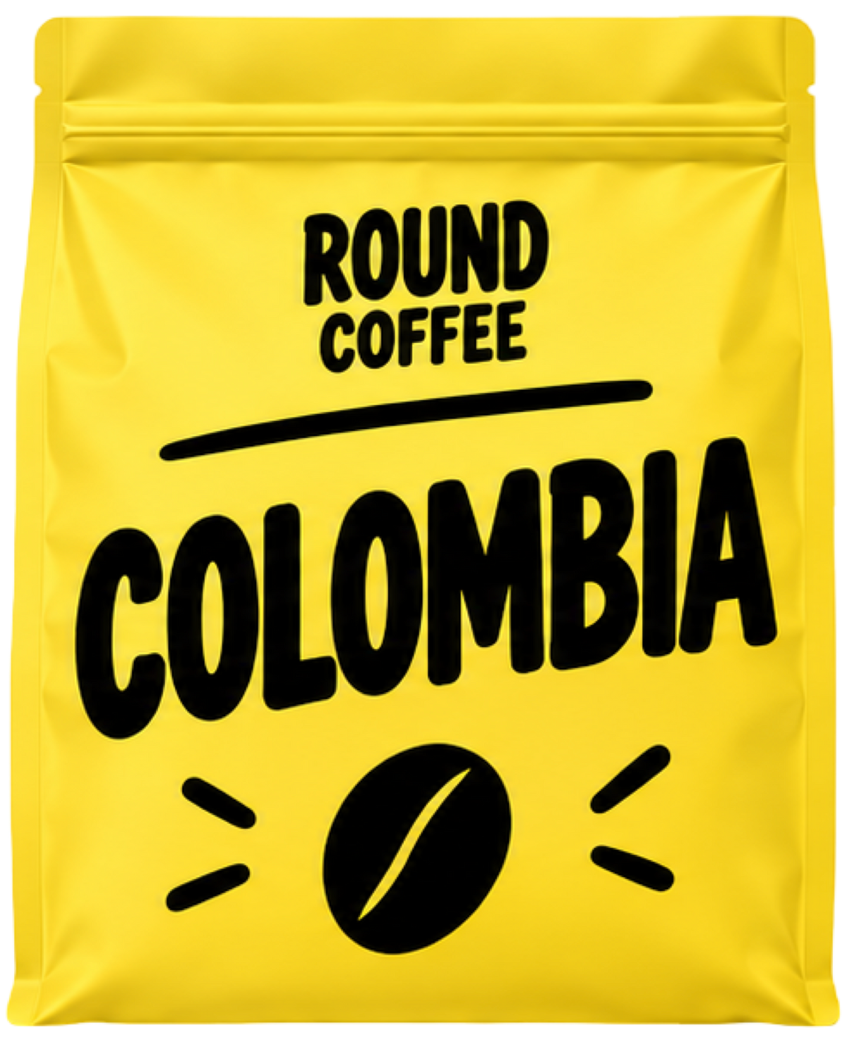 Round Coffee Colombia yellow coffee bag