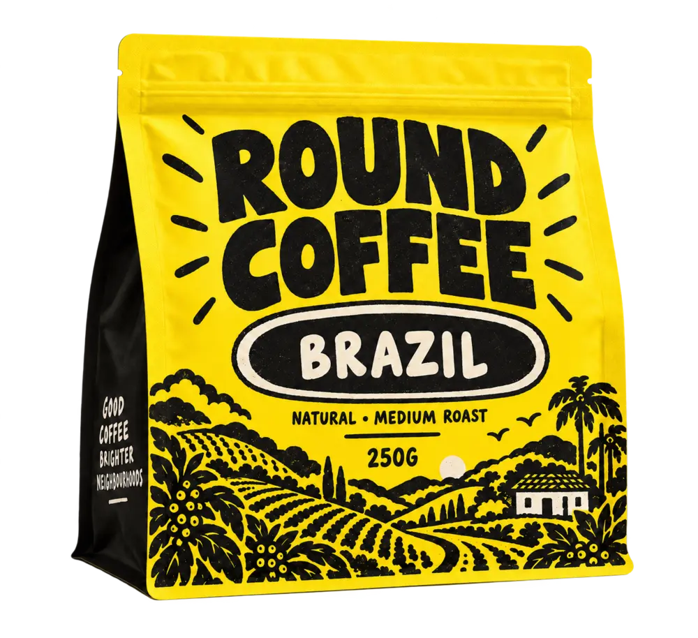 Round Coffee Brazil coffee bag
