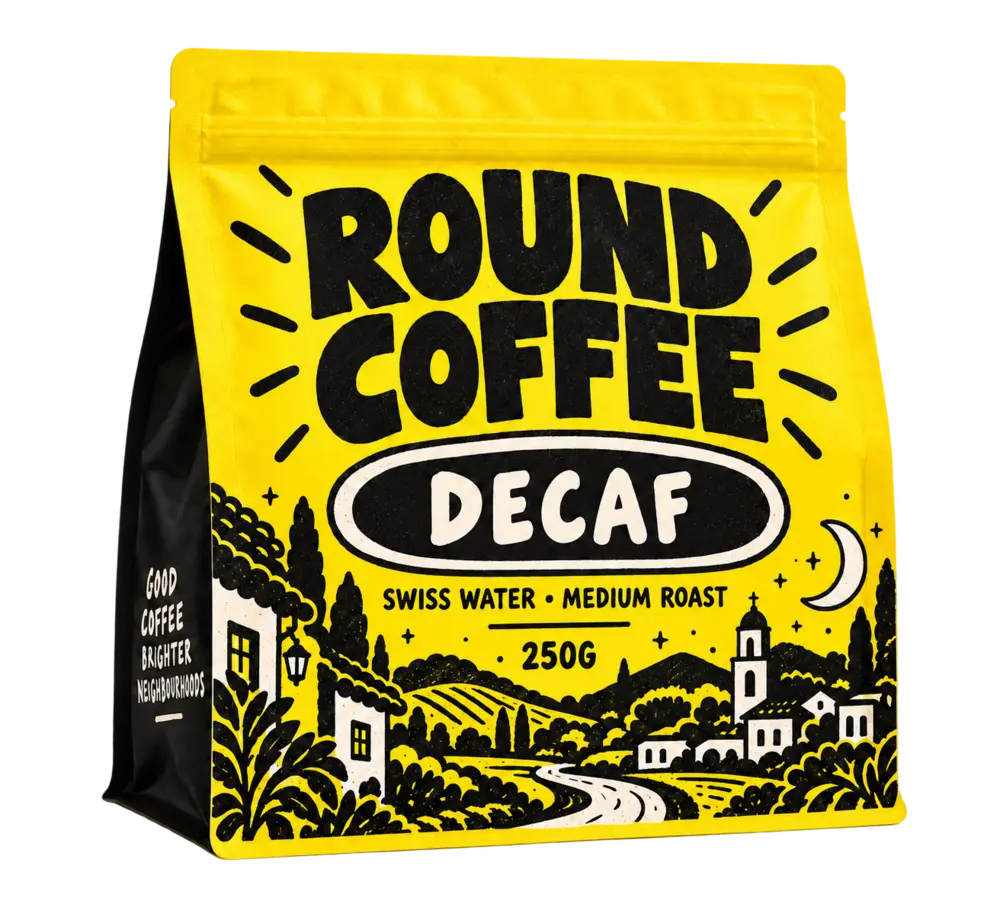 Round Coffee Decaf coffee bag